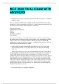 MGT 3620 FINAL EXAM WITH ANSWERS &vert; 100&percnt; CORRECT