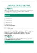 MATH 225N STATISTIC FINAL EXAM &lpar;QUESTIONS&comma; CORRECT ANSWERS AND EXPLANATIONS&rpar;