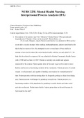 NURS 223L Mental Health Nursing Interpersonal Process Analysis &lpar;IPA&rpar;