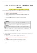 Latest 2020&sol;2021 NSG3007 Final Exam - South University