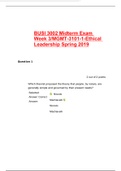 BUSI 3002 Midterm Exam Week 3/MGMT-3101-1-Ethical Leadership Spring 2019 Revised Edition Questions & Answers