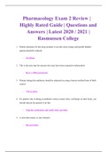 Pharmacology Exam 2 Review | Highly Rated Guide | Questions and Answers | Latest 2021 | Rasmussen College