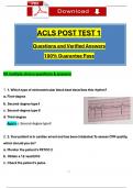 ACLS Post Test 1 Actual Questions with Verified Answers &lpar;2024 &sol; 2025&rpar;&comma; 100&percnt; Guarantee Pass