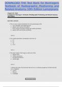 Test Bank for Bontragers Textbook of Radiographic Positioning and Related Anatomy 10th BY John LAMPIGNANO