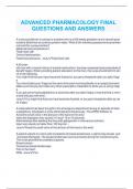 ADVANCED PHARMACOLOGY FINAL - PRACTICE QUIZ QUESTIONS AND ANSWERS
