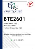 BTE2601 Assignment 4 &lpar;DETAILED ANSWERS&rpar; 2024 - DISTINCTION GUARANTEED