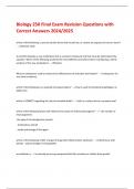 Biology 250 Final Exam Revision Questions with  Correct Answers 2024&sol;2025
