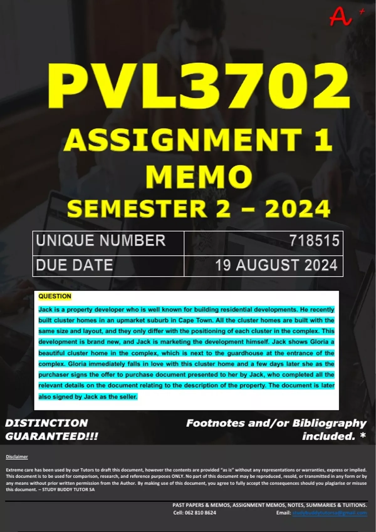 PVL3702 ASSIGNMENT 1 MEMO - SEMESTER 2 - 2024 - UNISA - DUE : 19 AUGUST ...
