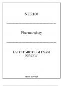 &lpar;Fortis&rpar; NUR100 - Pharmacology - Latest Midterm Exam Review 20242025