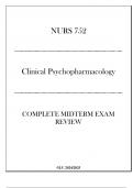 &lpar;LU&rpar; NURS 752 Psychopharmacology Complete Midterm Exam Review 2024-2025&period;