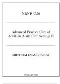 &lpar;WU&rpar; NURS 6550 - Advanced Practice Care of Adults in Acute Care Settings II - Midterm Exam Review 20242025&period;pdf