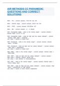AIR METHODS CC PARAMEDIC QUESTIONS AND CORRECT SOLUTIONS
