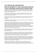 VCE HEALTH AND HUMAN DEVELOPMENT UNITS 3&4 QUESTIONS AND ANSWERS WITH SOLUTIONS 2024