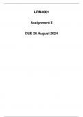 LRM4801 Assignment 6 Due 26 August 2024 &lpar;Detailed solution&rpar;