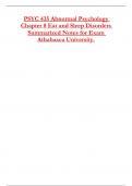 PSYC 435 Abnormal Psychology  Chapter 8 Eat and Sleep Disorders  Summarized Notes for Exam  Athabasca University&period;