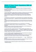 OSHA 10 Hour Exam Questions With all Correct Answers