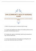 CHN &lpar;COMMUNITY HEALTH NURSING&rpar; EXAM QUESTIONS &vert;ACCURATE ANSWERS &vert;VERIFIED