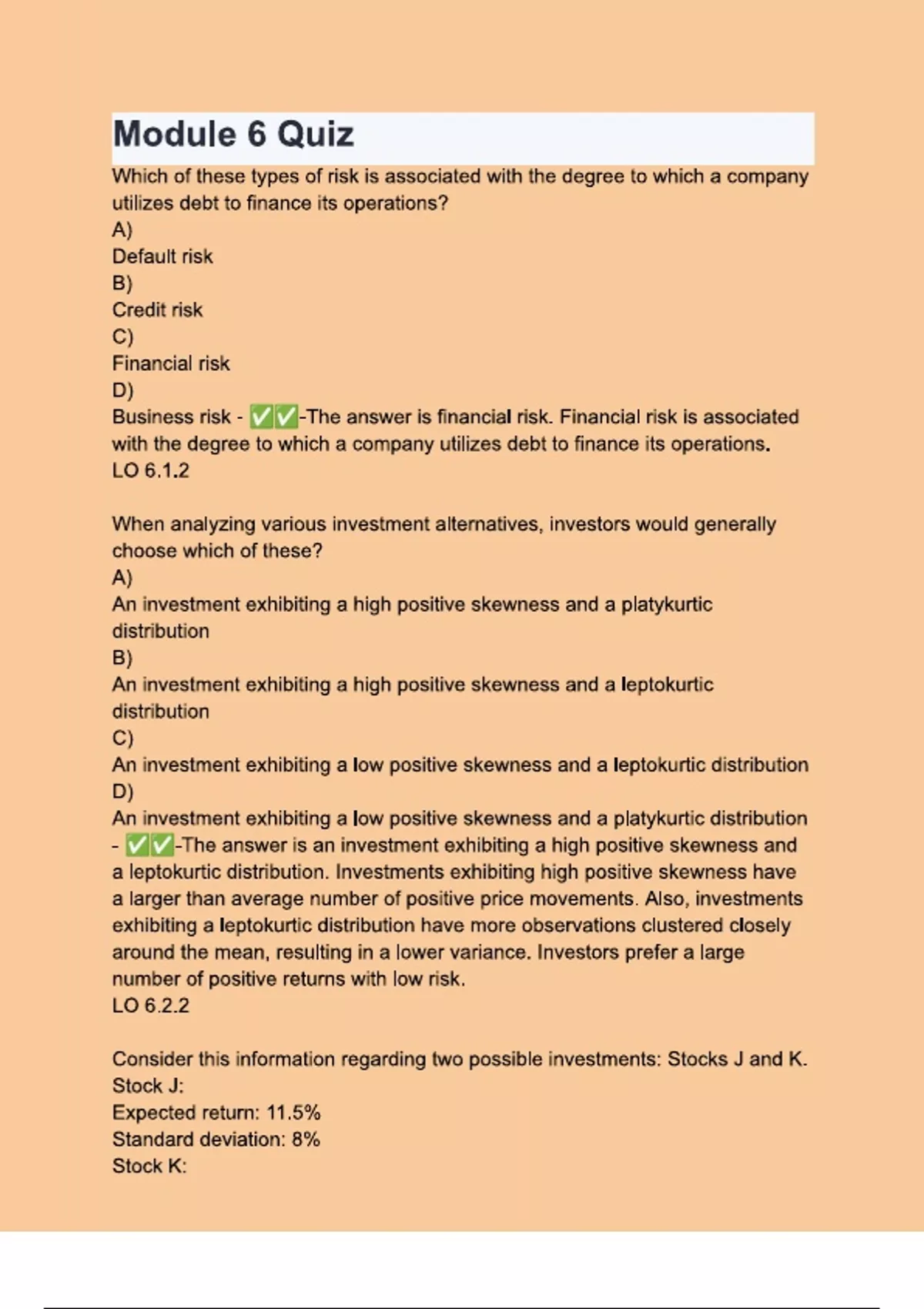 Module 6 Quiz Questions 100 Verified Correct Answers With Complete