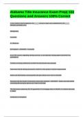 Alabama Title Insurance Exam Prep&vert; 153 Questions and Answers 100&percnt; Correct