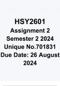 HSY2601 Assignment 2 COMPLETE ANSWERS&rpar; Semester 2 2024 &lpar;701831&rpar; - DUE 26 August 2024 &semi; 100&percnt; TRUSTED Complete&comma; trusted solutions and explanations&period; 