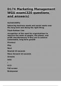 D174 Marketing Management WGU exam&lpar;320 questions and answers&rpar;&period;