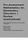 Pre-Assessment Mathematics for Elementary Educators I Review exam&lpar;solved&rpar;&period;