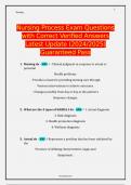 Nursing Process Exam Questions with Correct Verified Answers Latest Update &lpar;2024&sol;2025&rpar; Guaranteed Pass