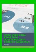 HADM 3000 FINAL EXAM 2024 QUESTIONS WITH CORRECT ANSWERS&excl;&excl;