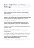 Quiz 3 - Patient Care and Intro to Radiology New 2026&sol;2027 Questions and Professionally Verified Answers