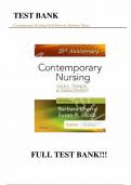 Test Bank - for Contemporary Nursing 8th Edition by Barbara Cherry&comma; All Chapters &vert; Complete Guide A&plus;