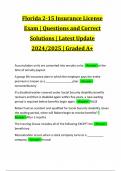 Florida 2-15 Insurance License Exam &vert; Questions and Correct Solutions &vert; Latest Update 2024&sol;2025 &vert; Graded A&plus;