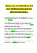Florida 2-15 exam &vert; Questions and Correct Solutions &vert; Latest Update 2024&sol;2025 &vert; Graded A&plus;