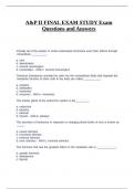 A&P II FINAL EXAM STUDY Exam Questions and Answers&period;