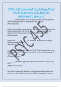 PSYC 435 Abnormal Psychology Final  Exam Questions and Answers  Athabasca University&period;