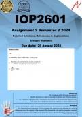 IOP2601 Assignment 2 &lpar;COMPLETE ANSWERS&rpar; Semester 2 2024  - DUE 26 August 2024