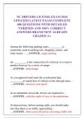 NC DRIVERS LICENSE EXAM 2024  UPDATED LATEST EXAM COMPLETE  400 QUESTIONS WITH DETAILED VERIFIED AND 100&percnt; CORRECT ANSWERS BRAND NEW ALREADY  GRADED A&plus;