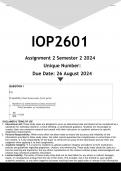 IOP2601 Assignment 2 &lpar;ANSWERS&rpar; Semester 2 2024 - DISTINCTION GUARANTEED