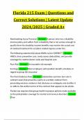 Florida 215 Exam &vert; Questions and Correct Solutions &vert; Latest Update 2024&sol;2025 &vert; Graded A&plus;