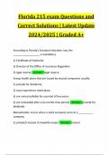 Florida 215 exam Questions and Correct Solutions &vert; Latest Update 2024&sol;2025 &vert; Graded A&plus;