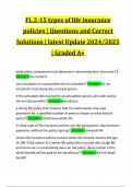 FL 2-15 types of life insurance policies &vert; Questions and Correct Solutions &vert; latest Update 2024&sol;2025 &vert; Graded A&plus;