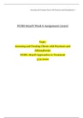 NURS 6630N Week 6 Assignment &lpar;2020&rpar; &vert; NURS- 6630N Approaches to Treatment &vert; Assessing and Treating Clients with Psychosis and Schizophrenia