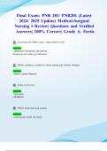 Final Exam&colon; PNR 201&sol; PNR201 &lpar;Latest 2024&sol; 2025 Update&rpar; Medical-Surgical Nursing I Review&vert; Questions and Verified Answers&vert; 100&percnt; Correct&vert; Grade A- Fortis