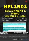 HFL1501 ASSIGNMENT 1 MEMO - SEMESTER 2 - 2024 - UNISA - DUE &colon; 21 AUGUST 2024 &lpar;DETAILED ANSWERS WITH FOOTNOTES - DISTINCTION GUARANTEED&rpar; 