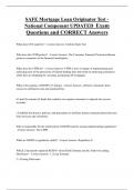 SAFE Mortgage Loan Originator Test - National Component UPDATED Exam  Questions and CORRECT Answers