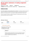 WA &lpar;b&rpar; Online submission of reading assignment worksheet