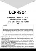LCP4804 Assignment 2 &lpar;ANSWERS&rpar; Semester 2 2024 - DISTINCTION GUARANTEED