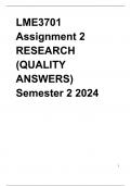 LME3701 Assignment 2 RESEARCH &lpar;QUALITY ANSWERS&rpar; Semester 2 2024