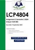 LCP4804 Assignment 2 &lpar;QUALITY ANSWERS&rpar; Semester 2 2024