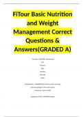 FiTour Basic Nutrition and Weight Management Correct Questions & Answers&lpar;GRADED A&rpar;