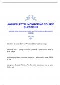 AWHONN FETAL MONITORING COURSE QUESTIONS &vert;ACCURATE ANSWERS &vert;VERIFIED